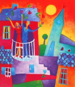 Ingrid Roth pa var balkong 31x26cm
