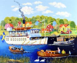 Mats Hadell Blidosund och de tva svanarna 60x70 cm avtal